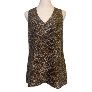 W Worth brown & gray leopard print silk sleeveless blouse size 2